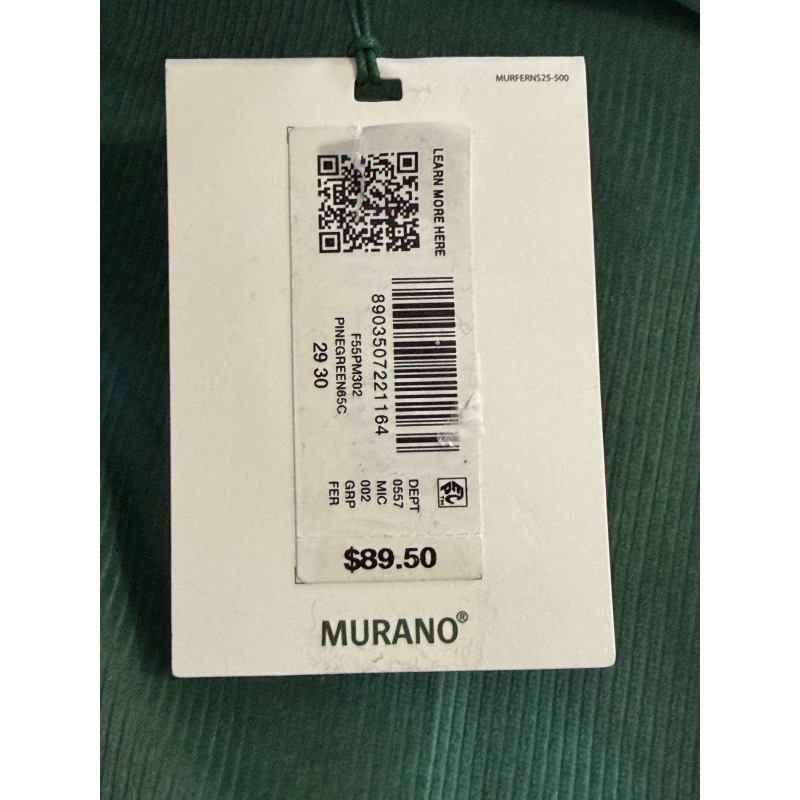 Murano Corduroy Pants Men's 29"x30" Alex Fit Stretch Fabric Pine Green