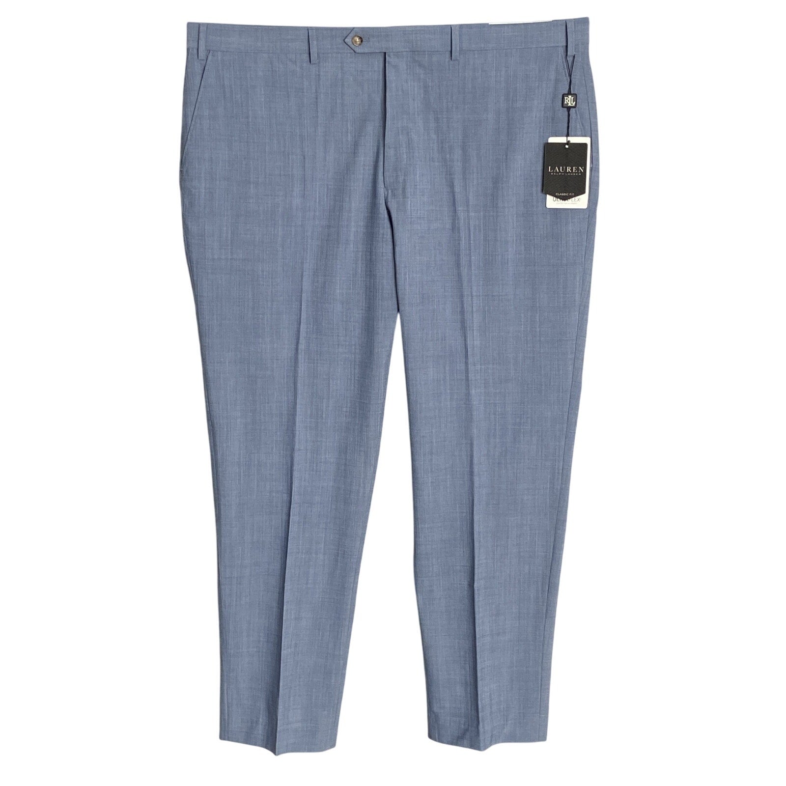 Lauren Ralph Lauren Men's 44x32 Classic Fit Flat Front Suit Pants Light Blue