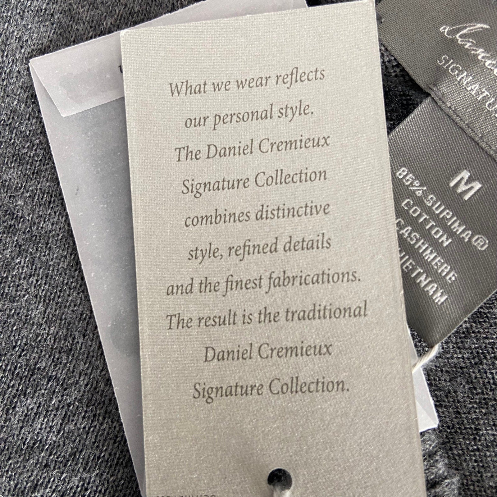 Daniel Cremieux V-Neck Sweater Men's Medium Pima Cotton Cashmere Blend Gray