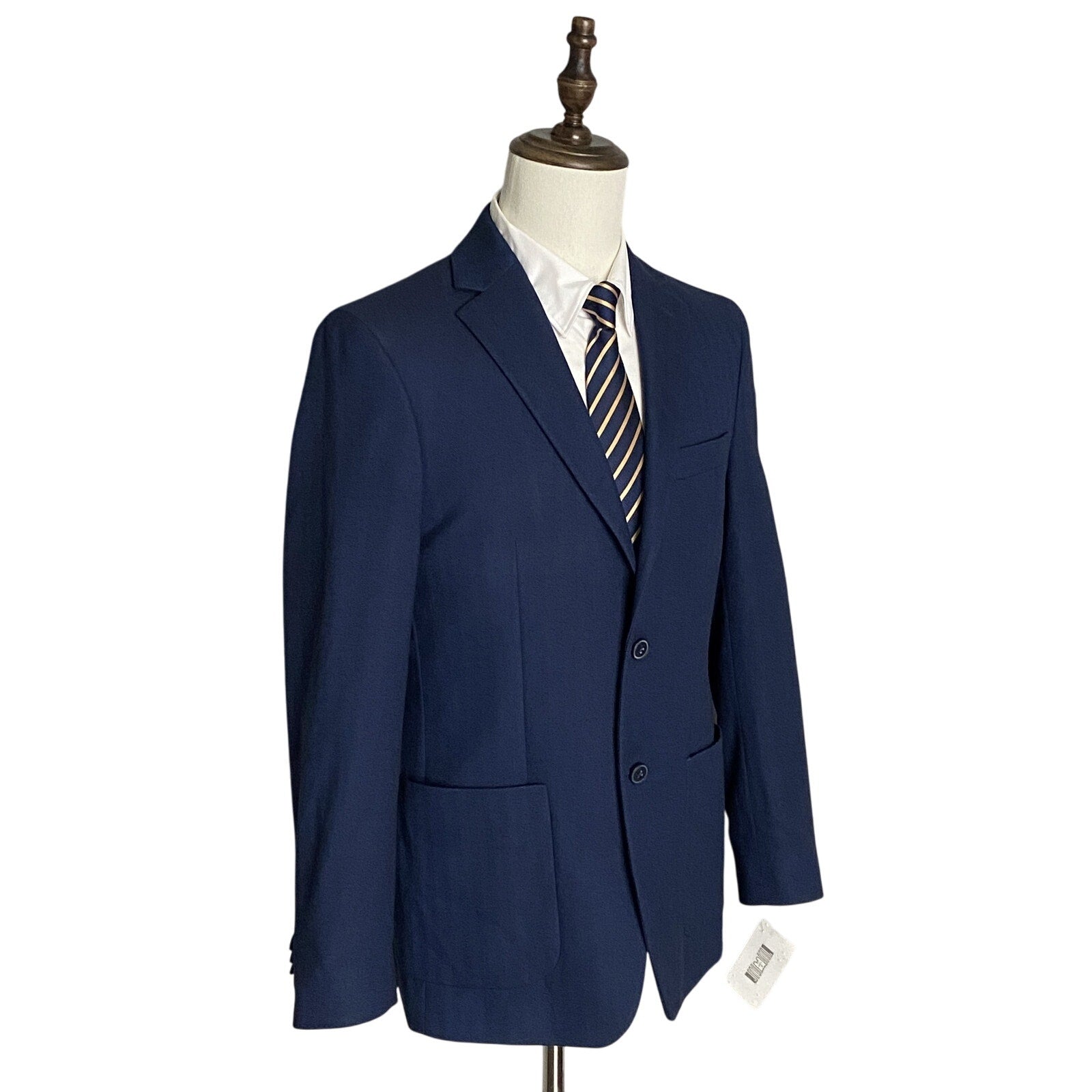 Michael Kors Men's 38 Regular Sport Coat Stretch Blue Herringbone