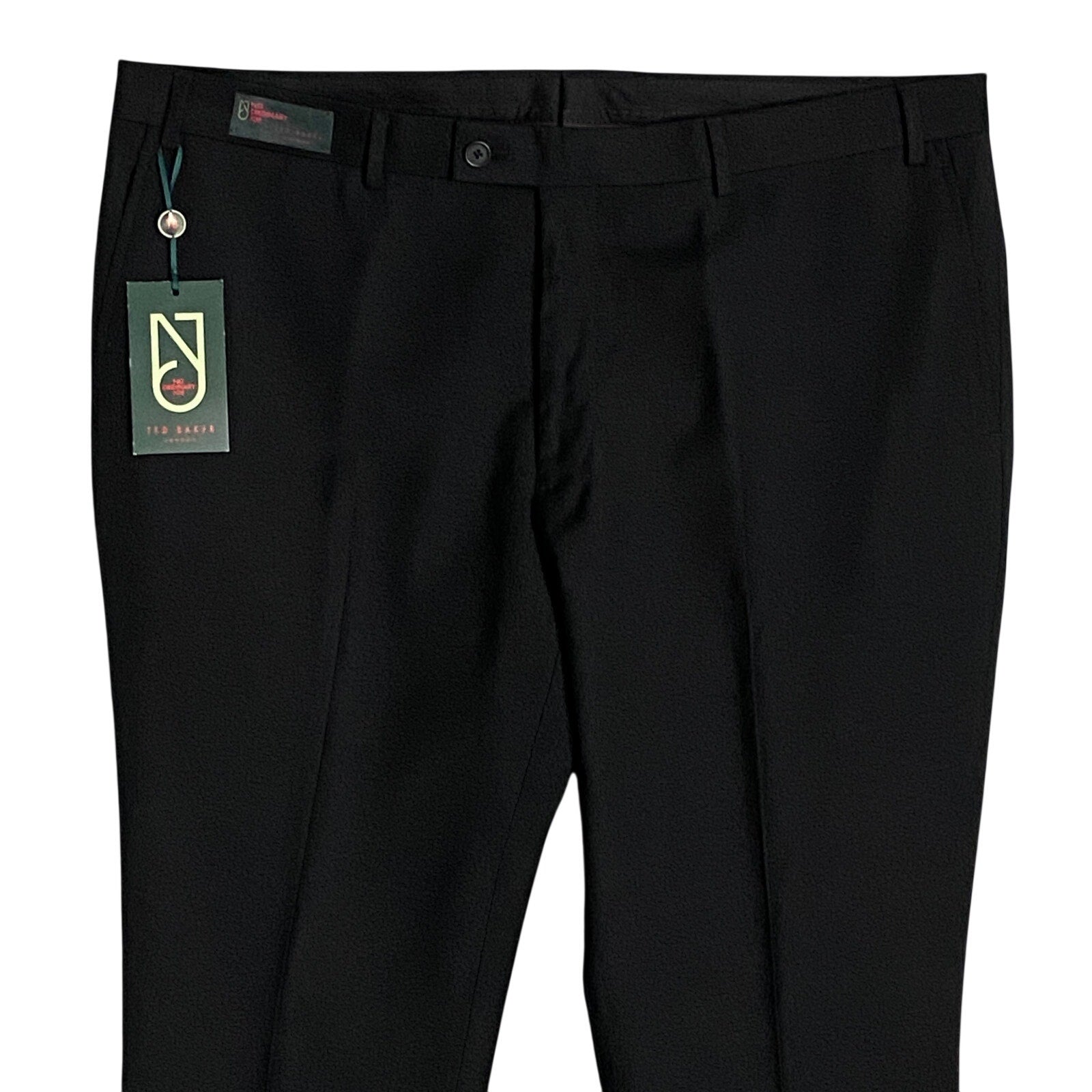 Ted Baker Joey Pants Men's 40R Wool Dress Pant Solid Black Raw Hem