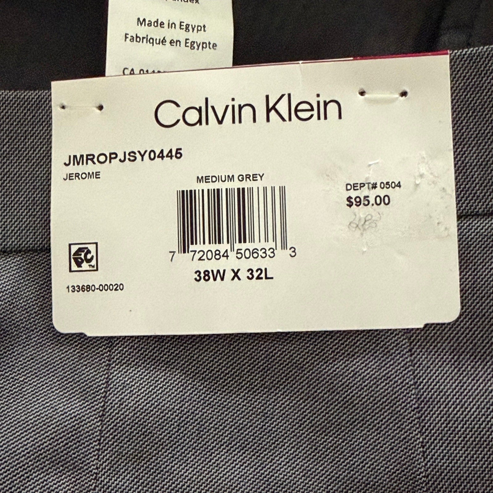 Calvin Klein Dress Pants Men's 38"x32" Slim Fit Stretch Jerome Medium Grey