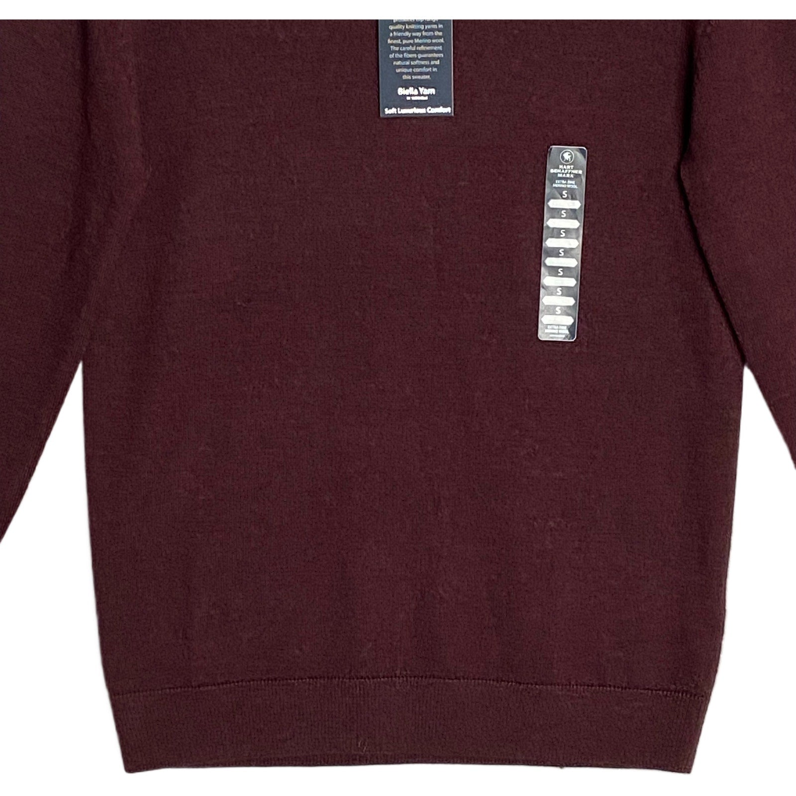 Hart Schaffner Marx Sweater Men's Small V-Neck Merino Wool Wine Heather