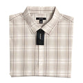 Alfani Dress Shirt Men's XXL Button-Up Shirt Light Brown Window Pane Cotton