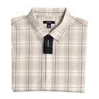 Alfani Dress Shirt Men's XXL Button-Up Shirt Light Brown Window Pane Cotton