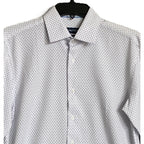 Nautica Dress Shirt Men's 14-14.5 32/33 Performance Slim Fit White Diamond