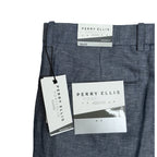 Perry Ellis Portfolio Pants Men's 34"x32" Modern Fit Linen Blend Blueprint