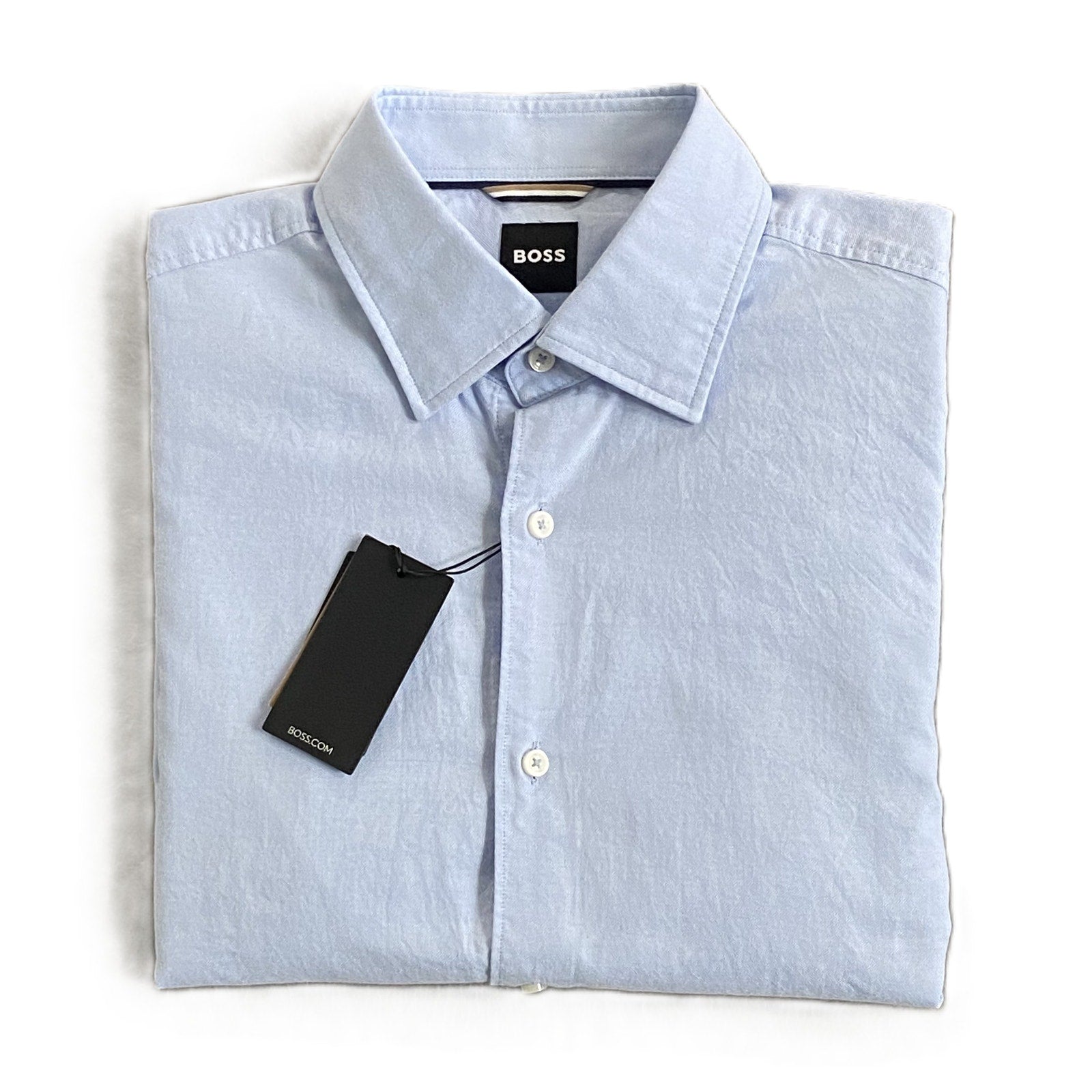 Boss Dress Shirt Men's Medium 15.5 32/33 Sharp Fit Long Sleeve Cotton Blue