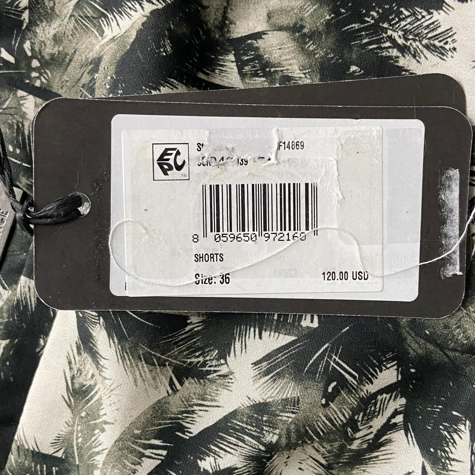 Armani Exchange Shorts Men's 36W Cotton Bermuda Shorts Green Tropical Print