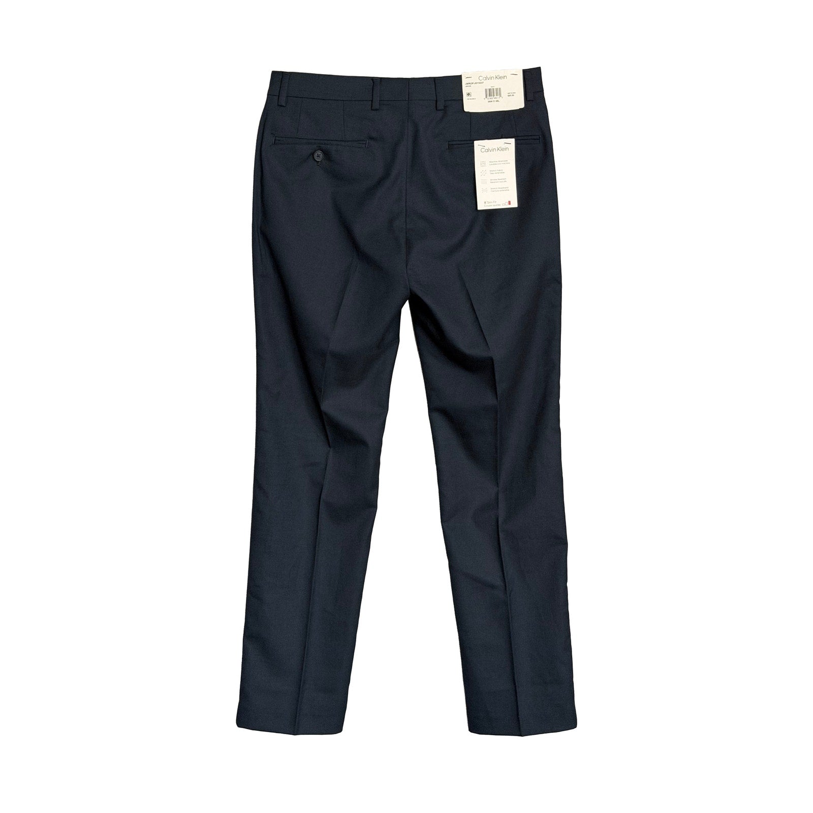 Calvin Klein Dress Pant Men's 34"x30" Slim Fit Flat Front Stretch Navy Blue
