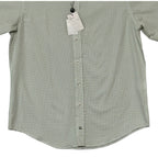 Quieti Casual Shirt Men's Large Short Sleeve Button-Down Cotton Green Check