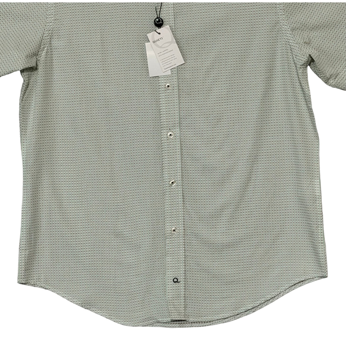 Quieti Casual Shirt Men's Large Short Sleeve Button-Down Cotton Green Check