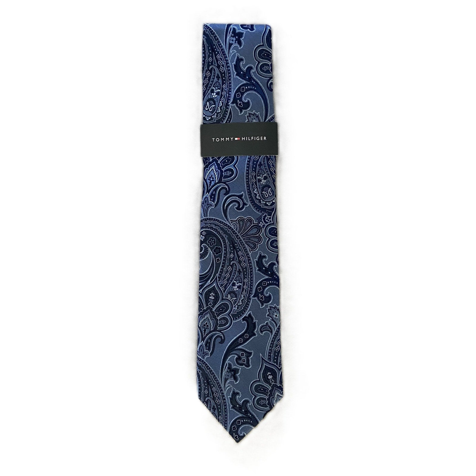 Tommy Hilfiger Men's Tie Paisley Pattern Necktie Blue 3" Silk Blend