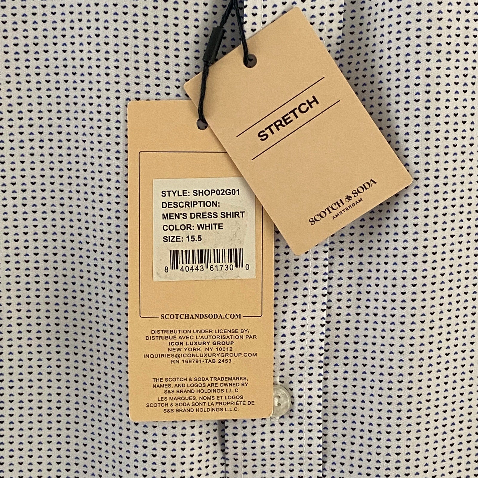 Scotch & Soda Shirt Men's 15.5 34/35 Dress Shirt Modern Fit Stretch White