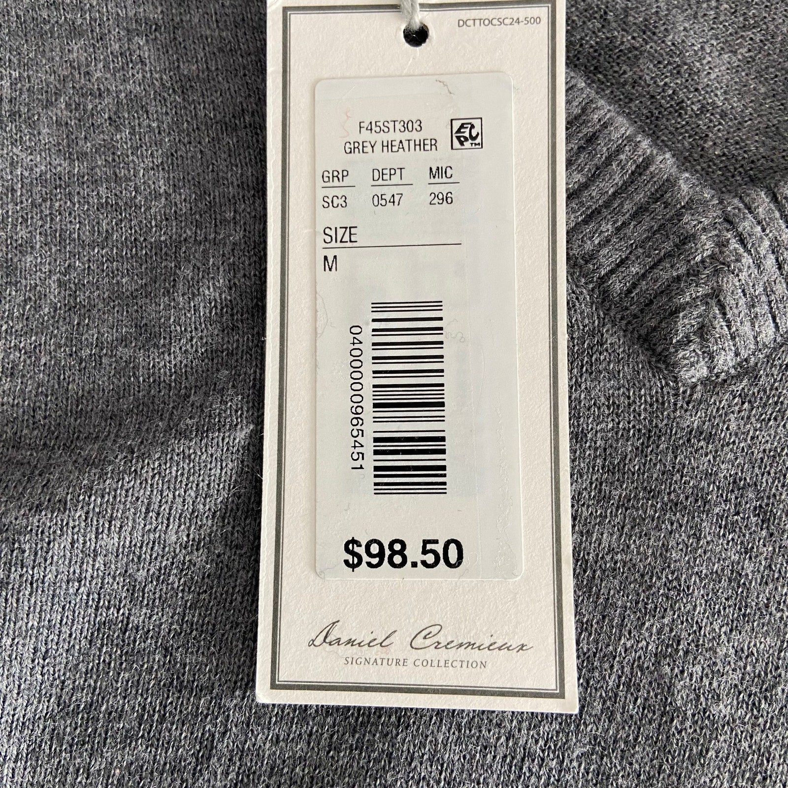 Daniel Cremieux V-Neck Sweater Men's Medium Pima Cotton Cashmere Blend Gray
