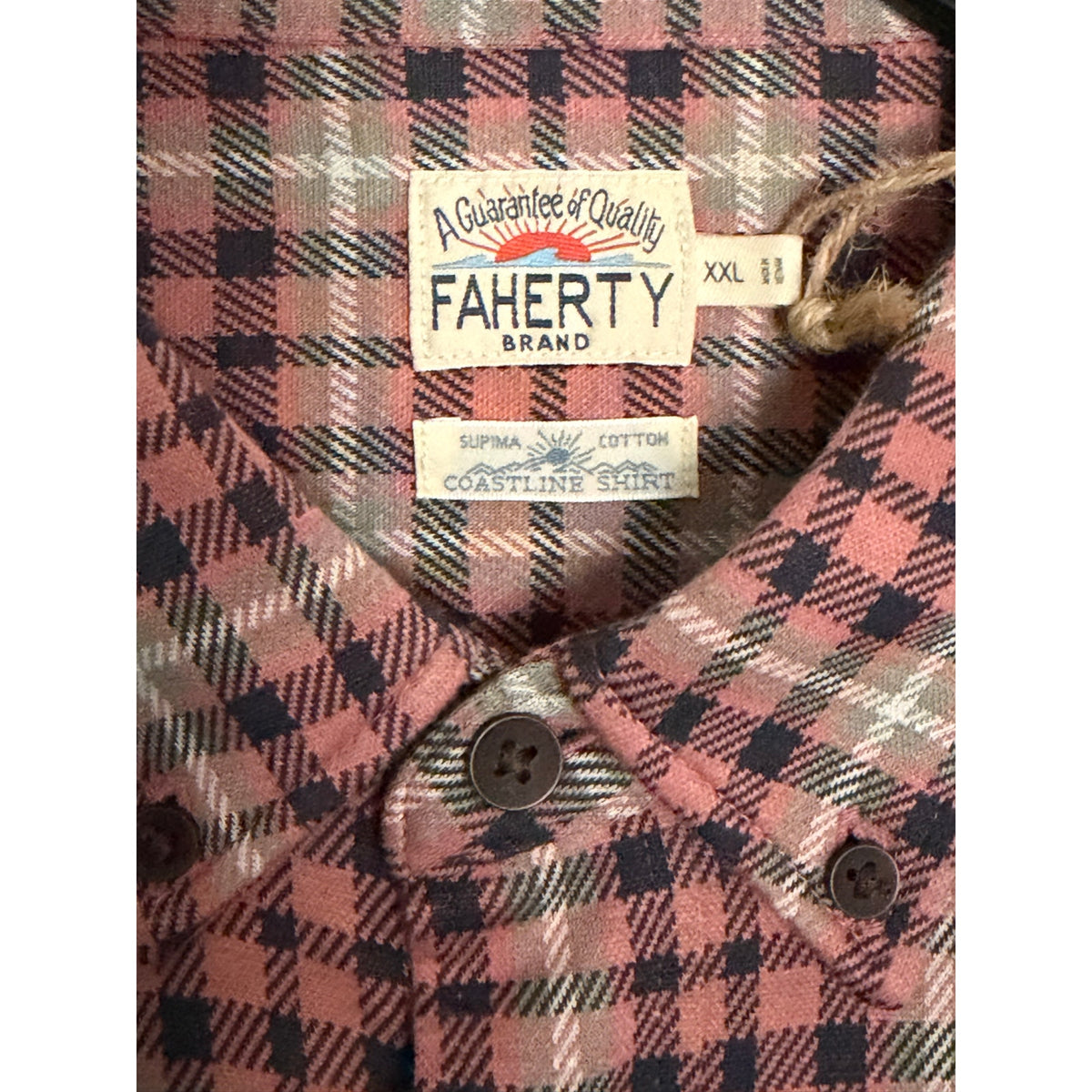 Faherty Coastline Knit Shirt Men's XXL Long Slv Supima Cotton Stretch Plaid