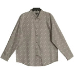 Alfani Dress Shirt Men's Medium Button-Up Long Sleeve Cotton Taupe Geo Print