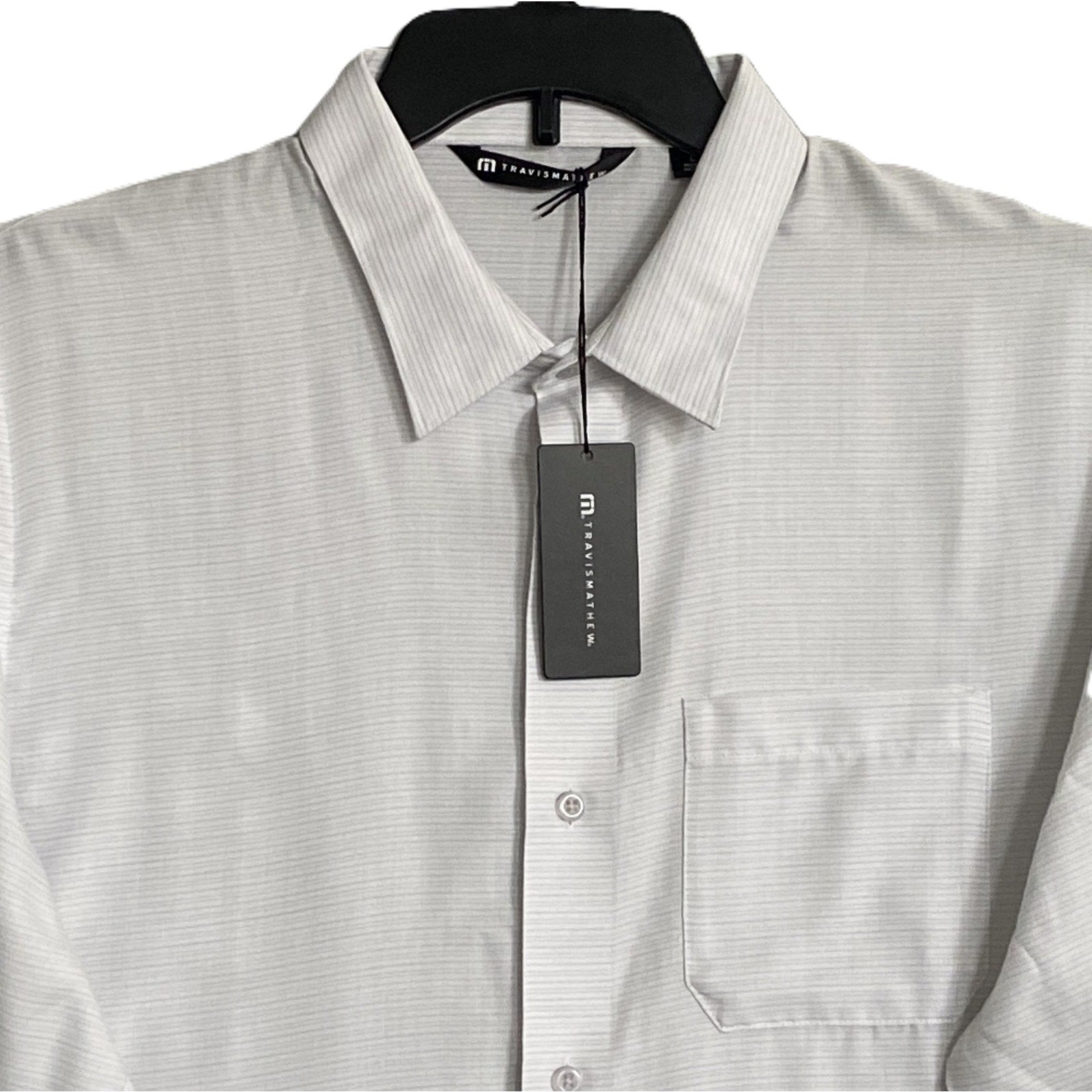 Travis Mathew Shirt Men's Large "Little Leary" Long Sleeve White Stripe