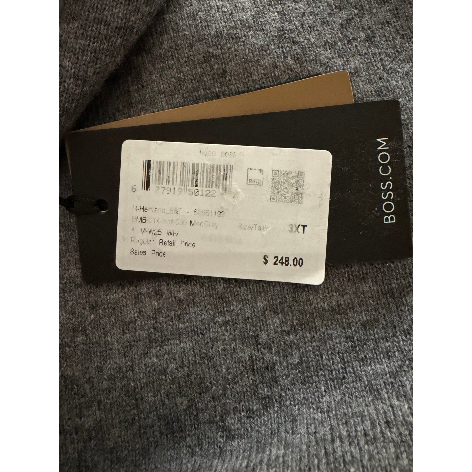 Boss H-Hemario Quarter Zip Sweater Men's 3XT Big & Tall Wool Cashmere Gray
