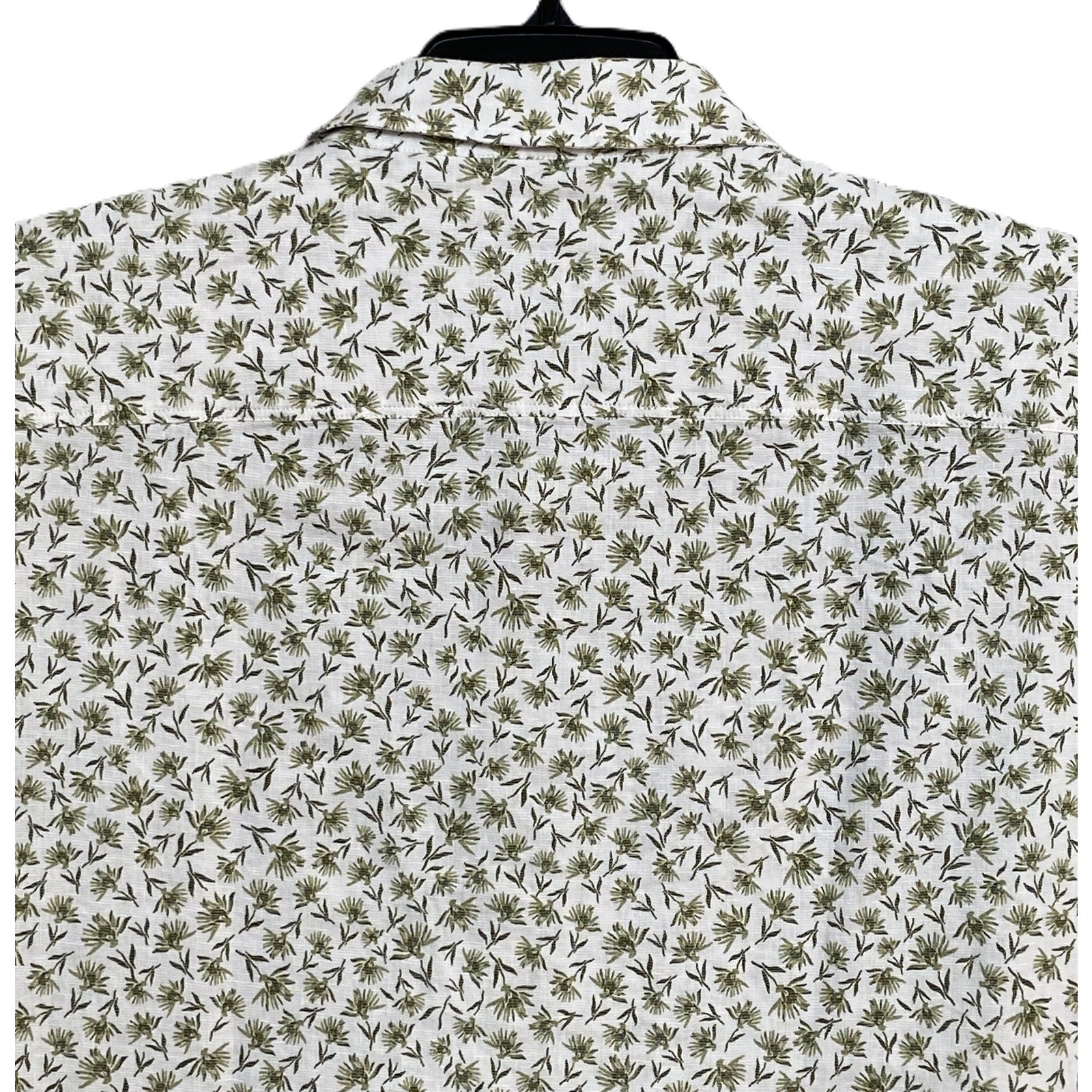 Boss Shirt Men's 3XL Big & Tall Short Slv Stretch Linen Shirt Green Floral