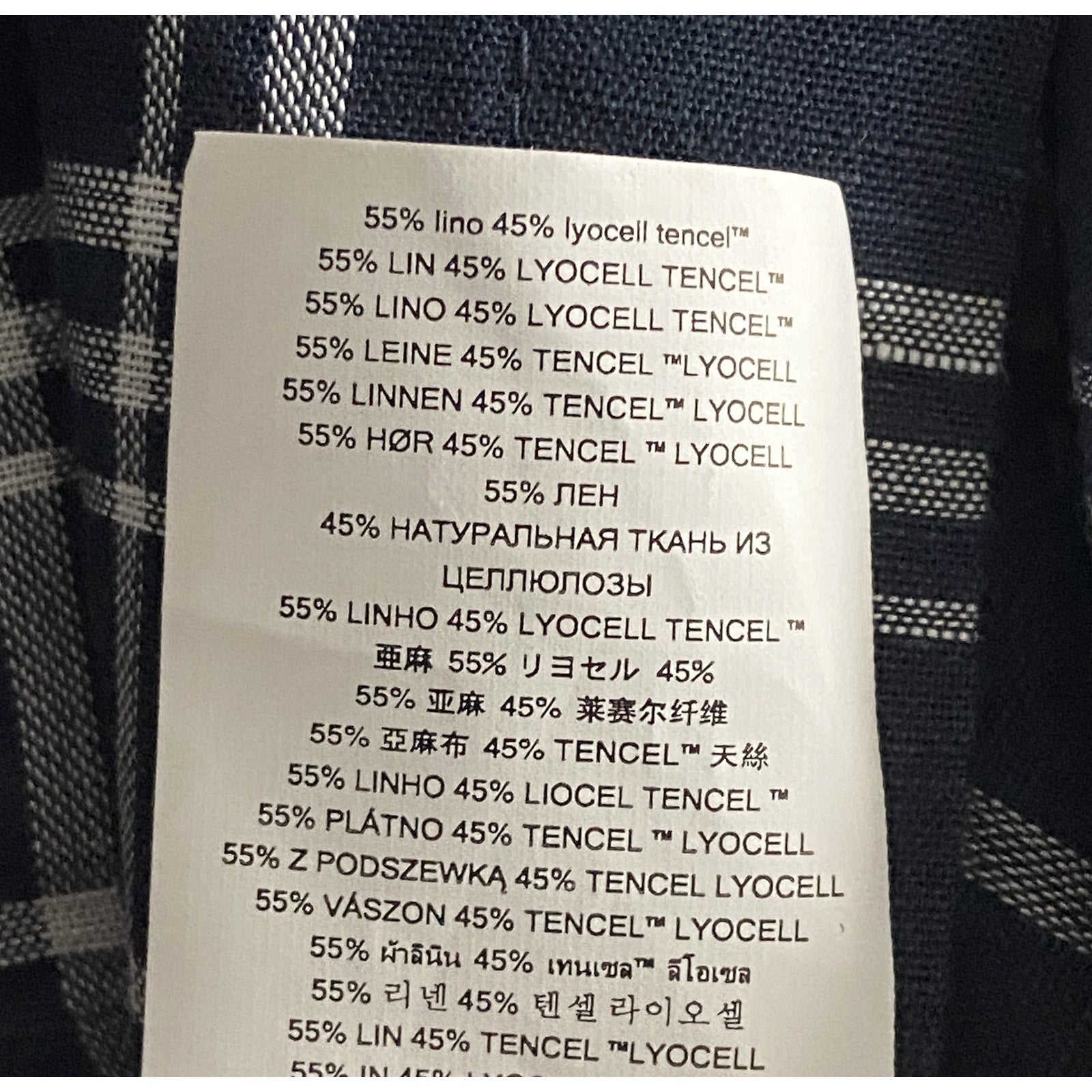 Michael Kors Men's XXL Slim Fit Short Sleeve Shirt Linen Dark Blue Check