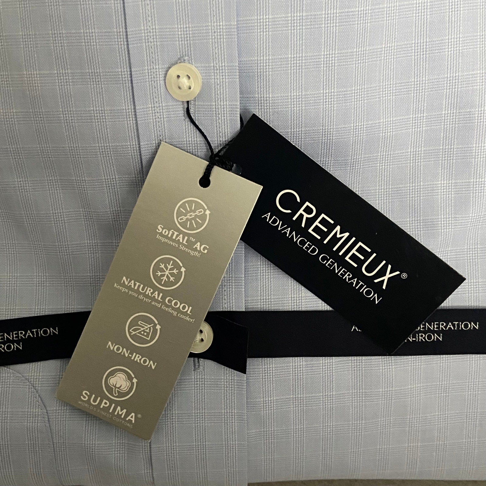 Daniel Cremieux Dress Shirt Men's 16-33 Slim Fit Supima Blue Check NEW