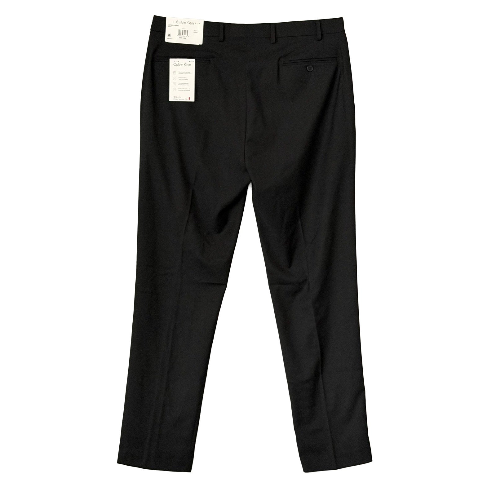 Calvin Klein Dress Pant Men's 36"x32" Slim Fit Stretch Waistband Solid Black