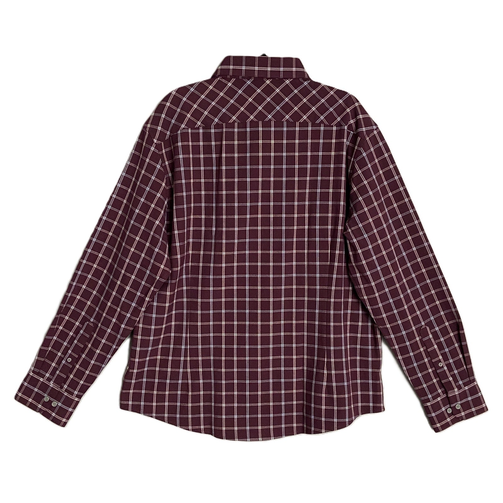 Mizzen+Main Men's XXL Trim Fit City Flannel Twill Shirt Wine Richard Plaid