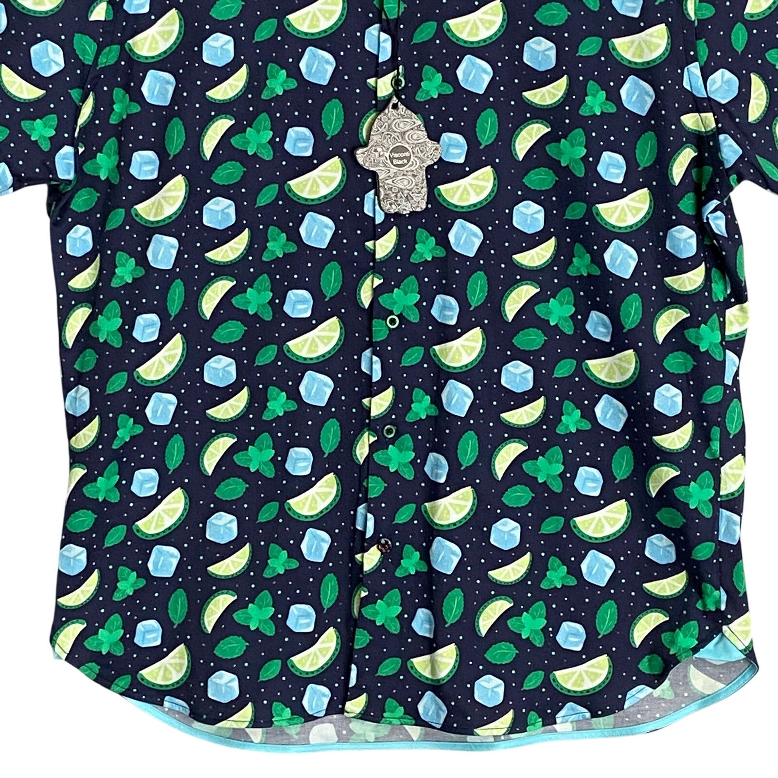 Visconti Black Shirt Men's Small Casual Button-Up Shirt Short Sleeve Stretch