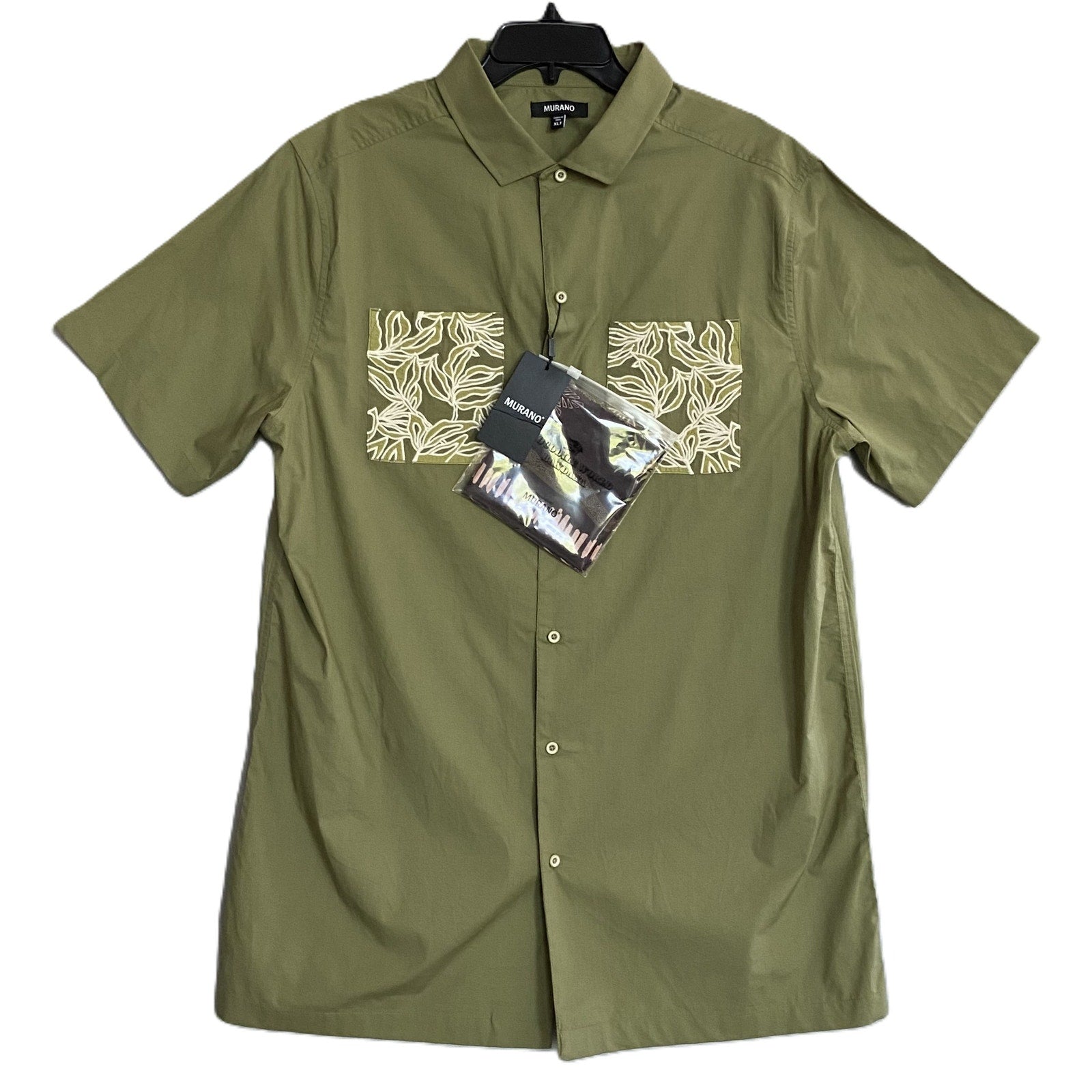 Murano Casual Shirt w/Bandana Men's XLT Big & Tall Cotton Med Sage