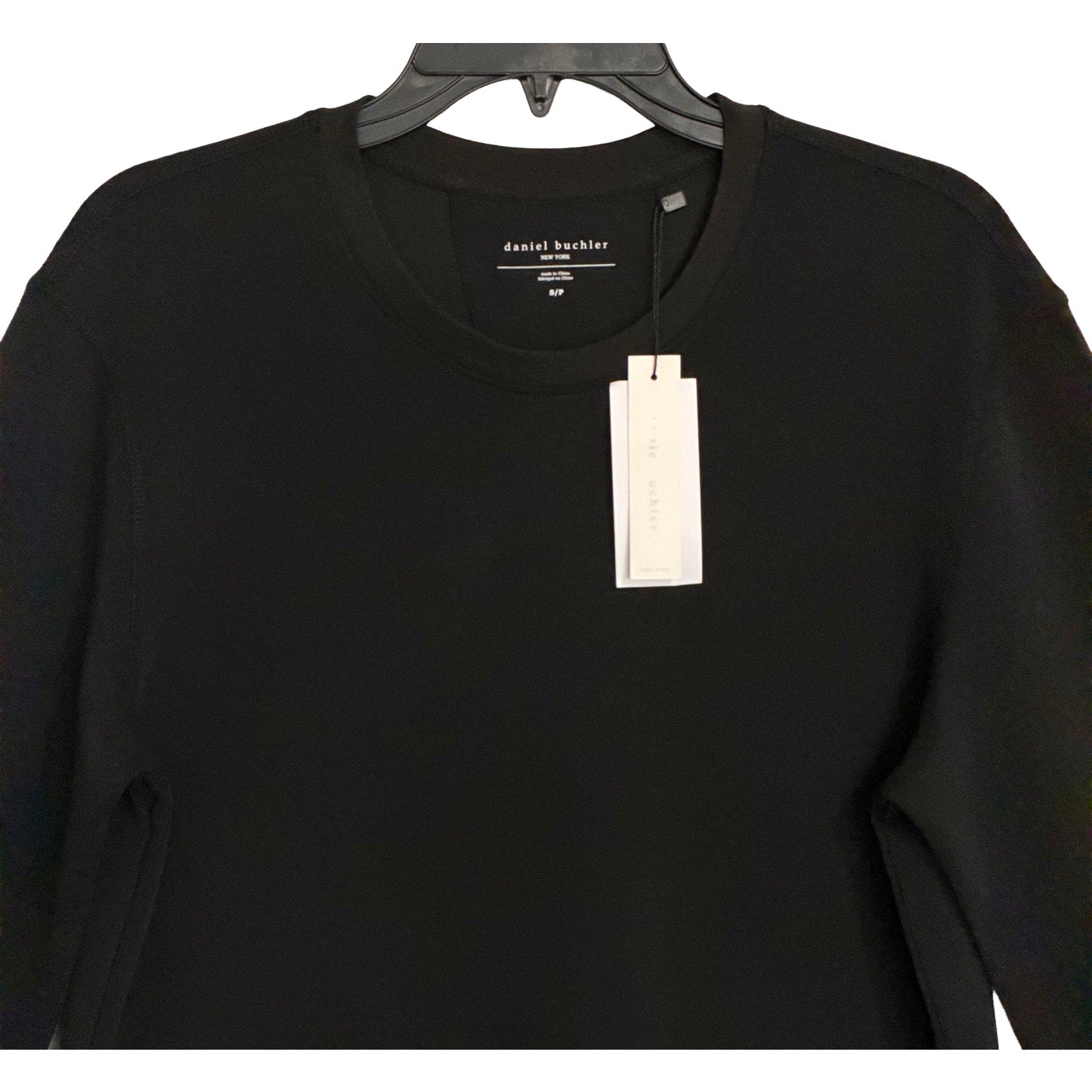 Daniel Buchler T-Shirt Men's Small Crew Neck Long Sleeve Stretch Solid Black