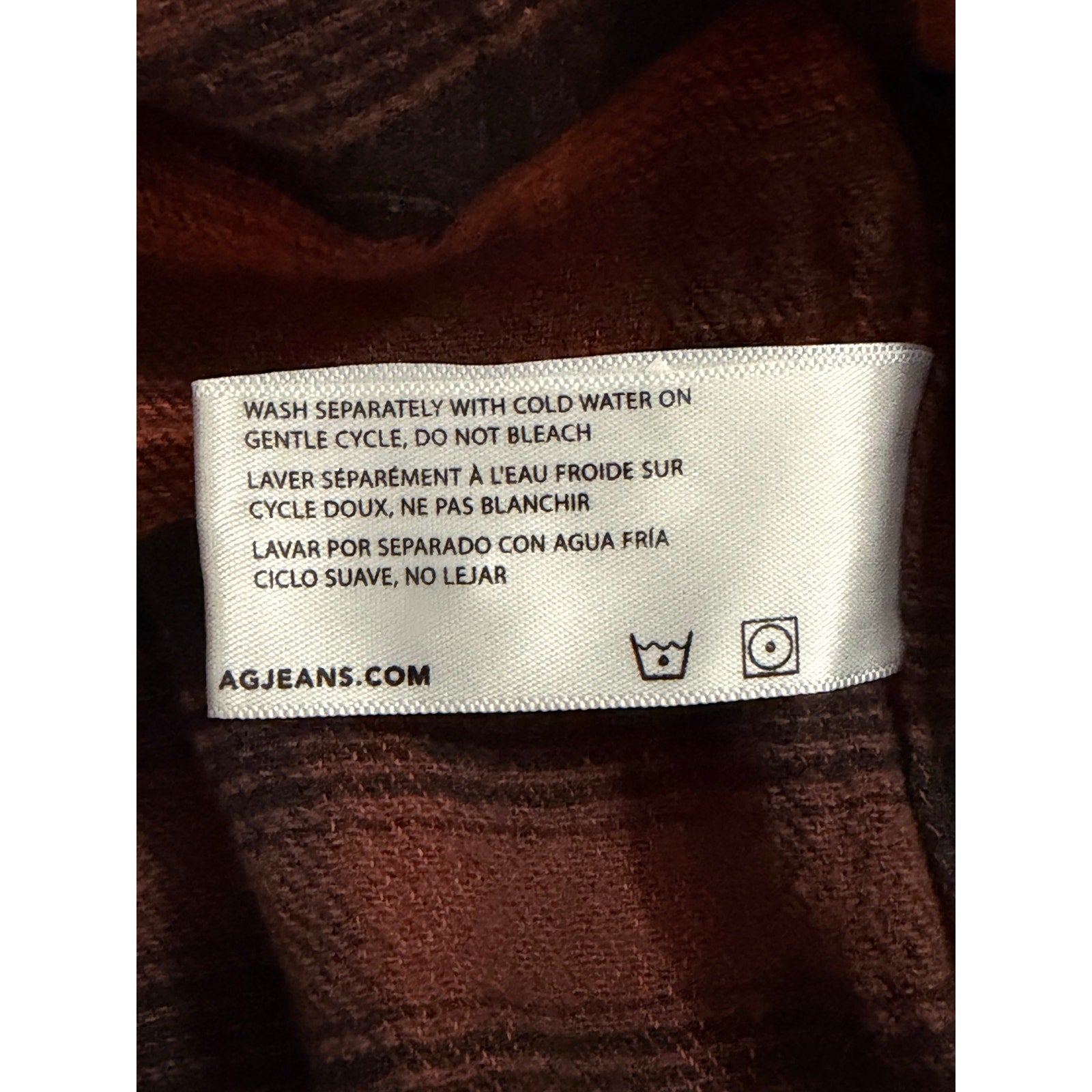 AG Los Angeles Shirt Men's Large Classic Fit Mason Work Shirt Burgundy Plaid