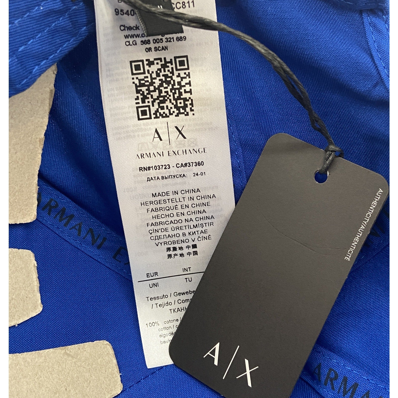 Armani Exchange Icon Logo Baseball Cap Blue w/Black Lettering One Size