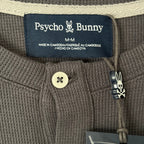 Psycho Bunny Henley T-Shirt Men's Medium Long Sleeve Chest Pocket Dark Gray