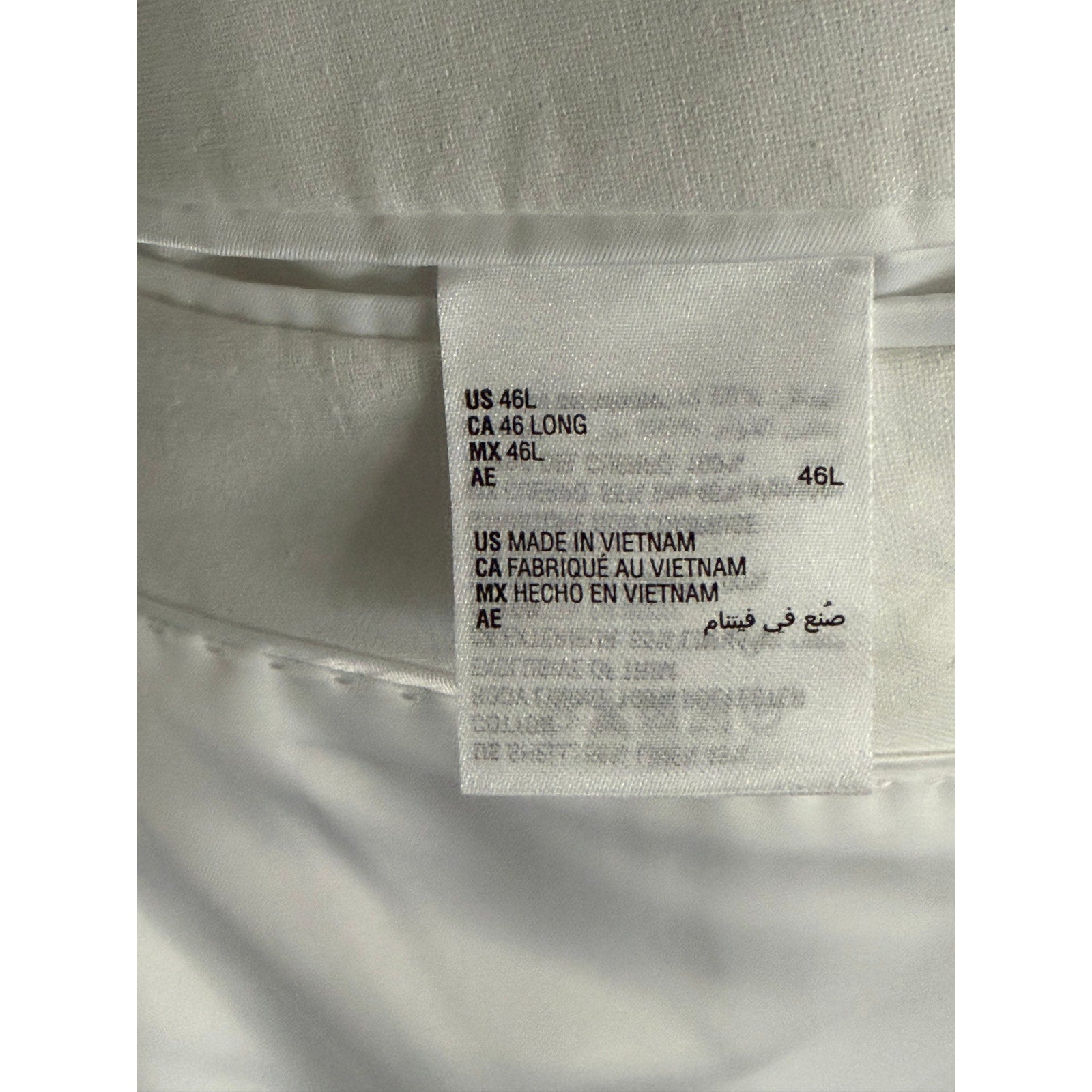 Bar III Suit Jacket Men's 46 Long Slim Fit Linen Cotton Blend White