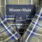 Mizzen+Main Men's XL Trim Fit City Flannel Twill Shirt Olive Thomas Plaid