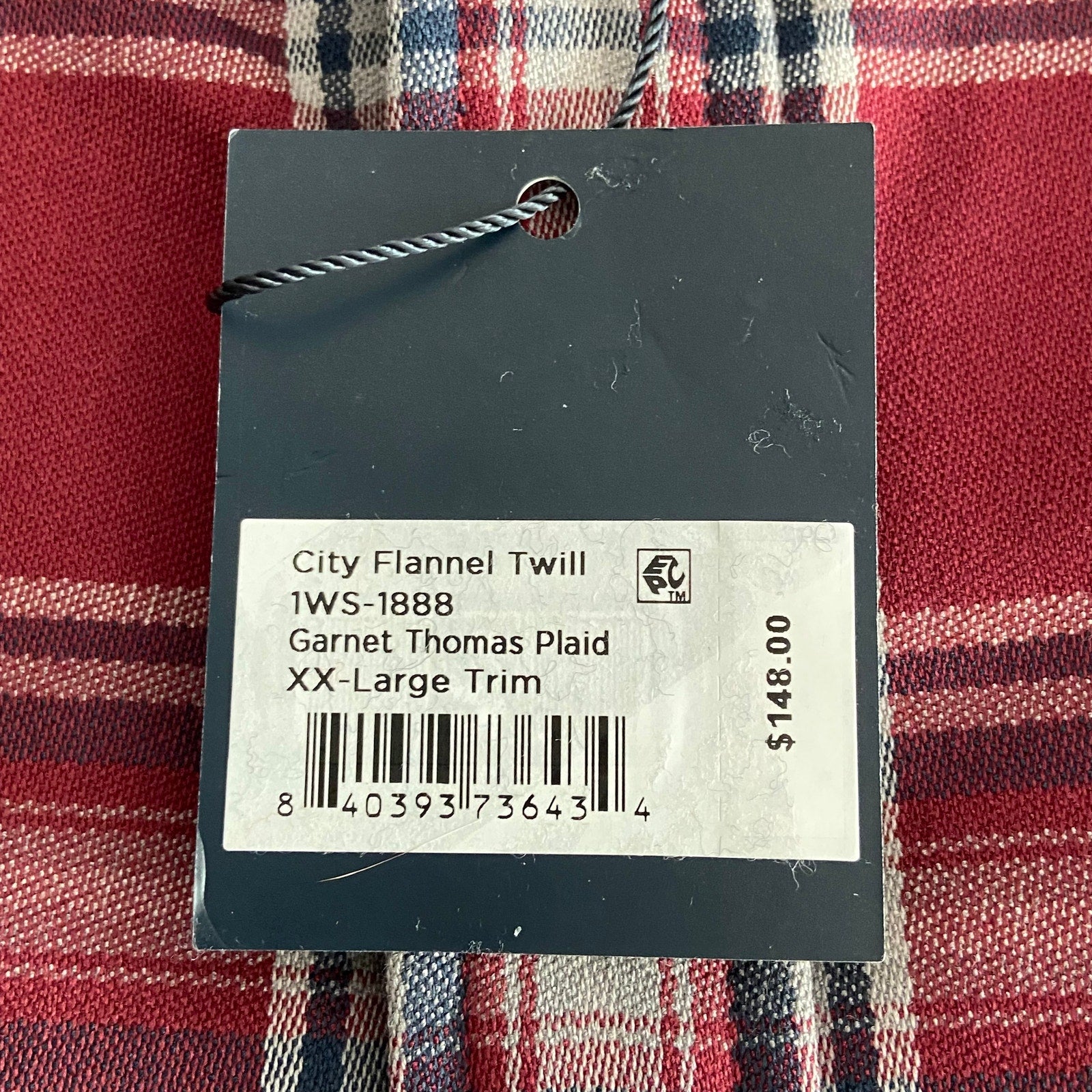 Mizzen+Main Men's XXL Trim Fit City Flannel Twill Shirt Burgundy Plaid
