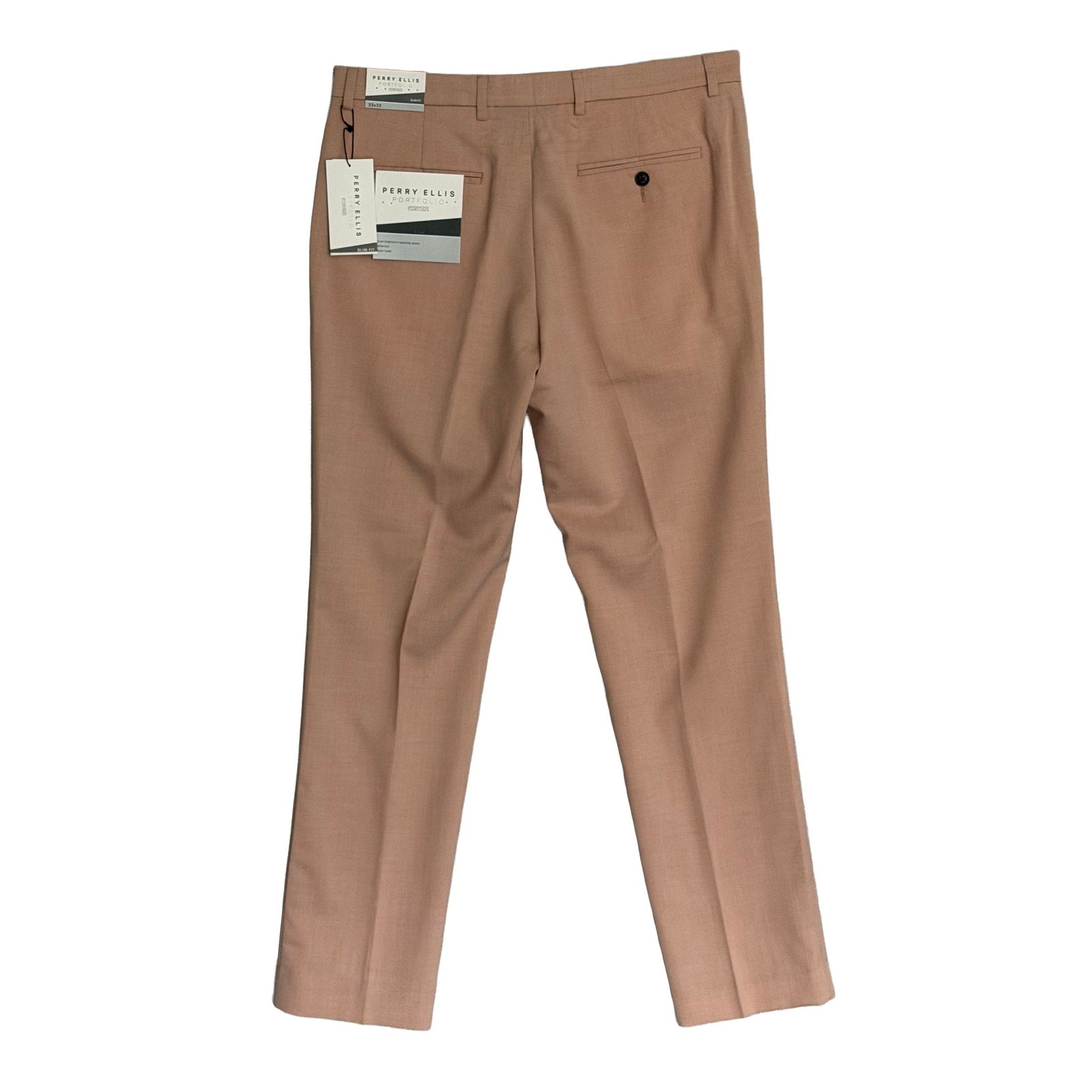 Perry Ellis Portfolio Pants Men's 33"x32" Slim Fit Dress Pant Stretch Salmon