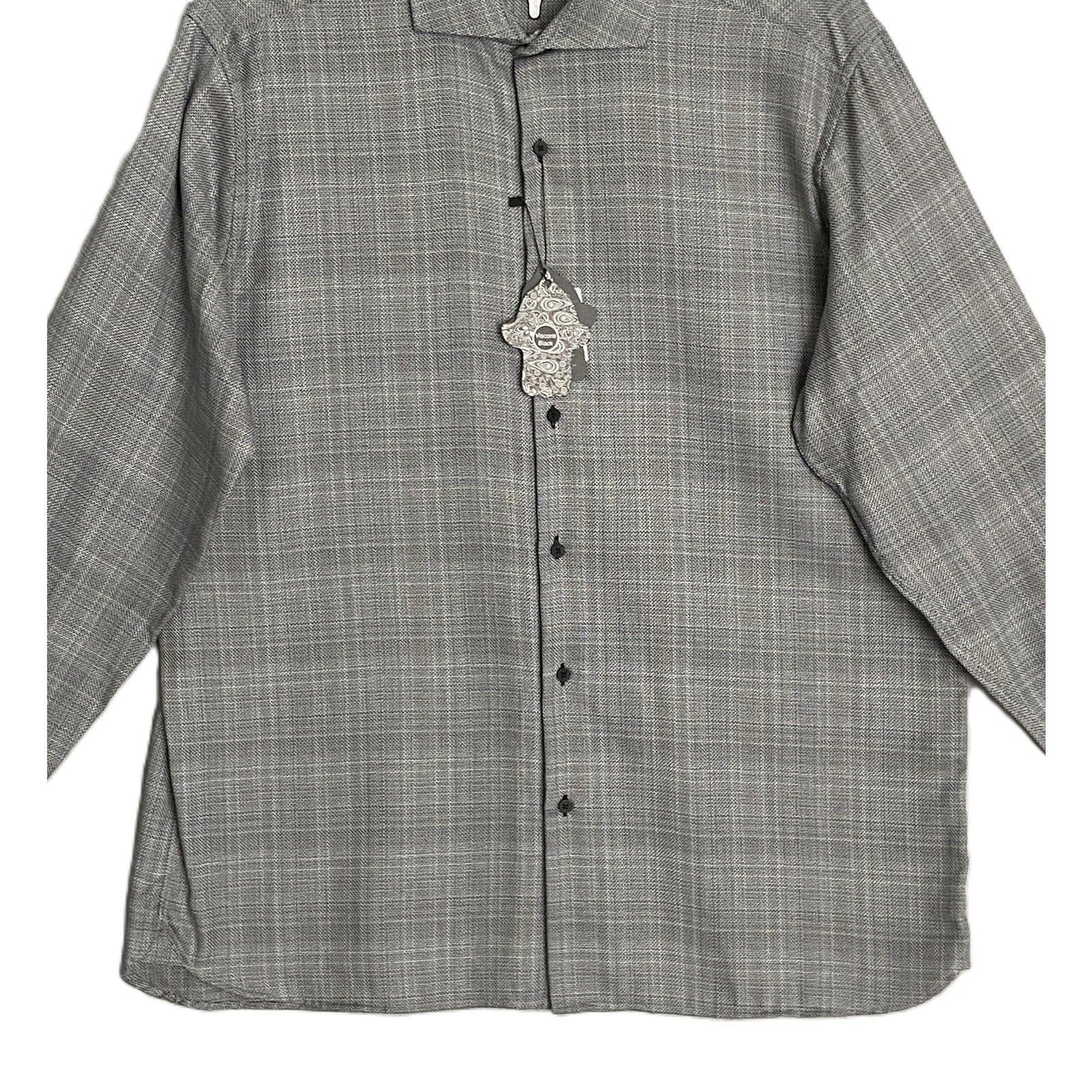 Visconti Black Men's XL Organic Cotton Long Sleeve Button Up Shirt Charcoal