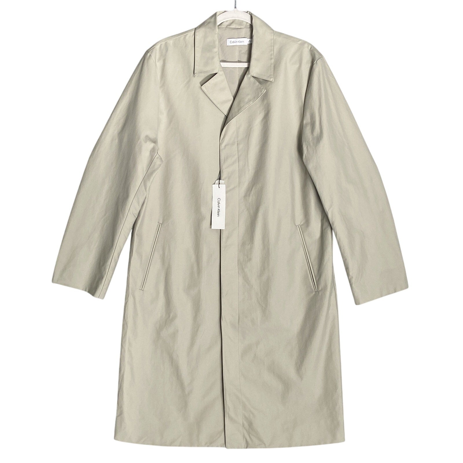 Calvin Klein Trench Coat Men's Medium Classic Style Raincoat Abbey Stone