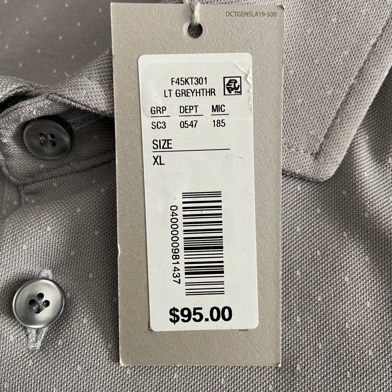 Daniel Cremieux Polo Shirt Men's XL Long Sleeve Pima Cotton Lt Grey Heather