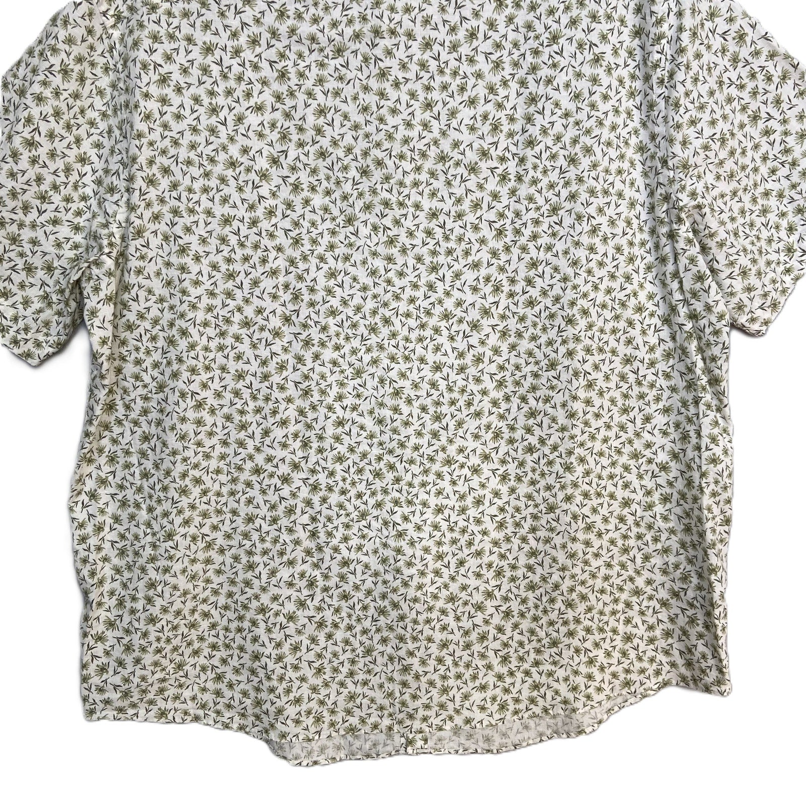 Boss Shirt Men's 3XL Big & Tall Short Slv Stretch Linen Shirt Green Floral