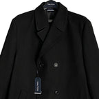 Nautica Overcoat Men's 48 Long Double-Breasted Coat Wool Blend Lined Black