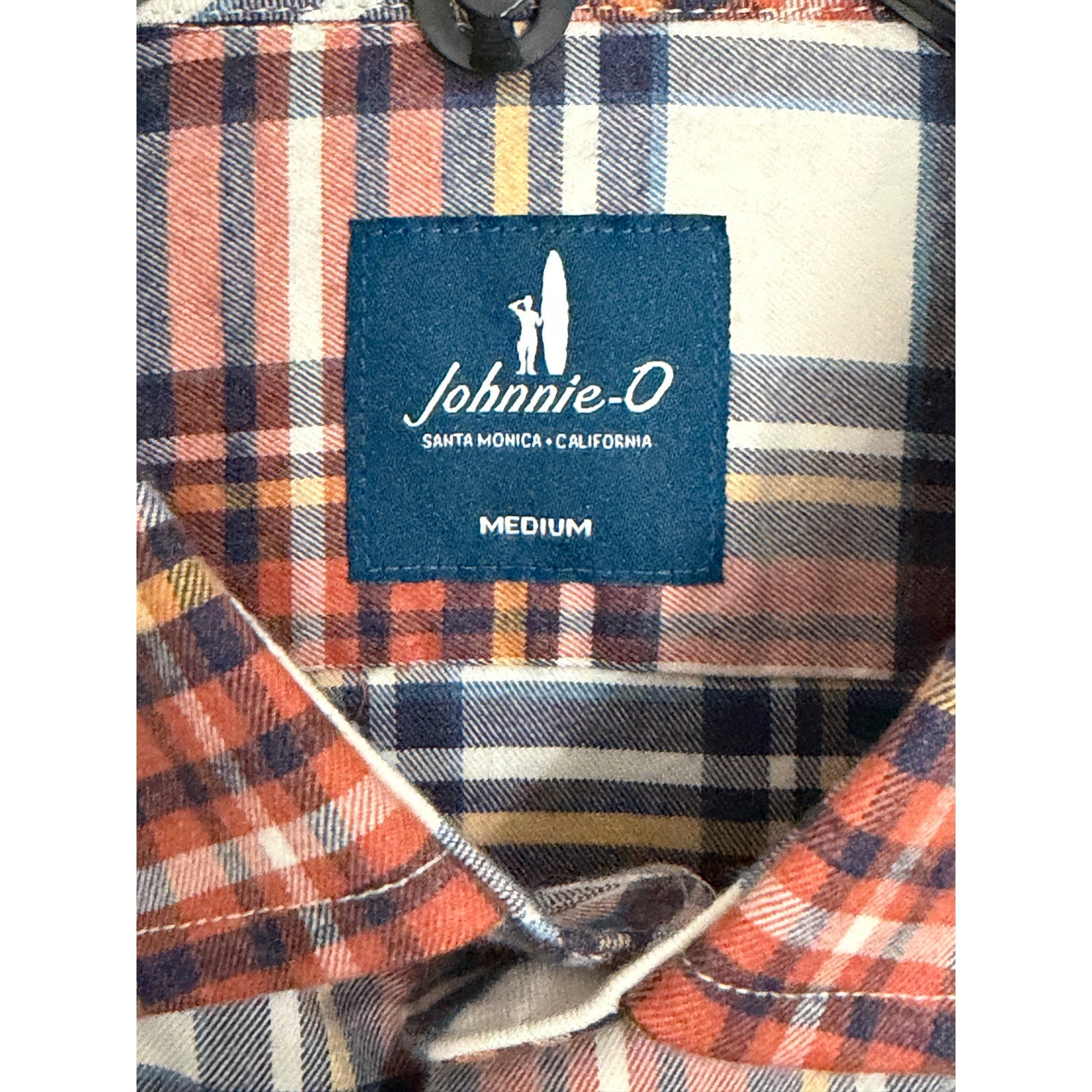 Johnnie-O Knick Performance Men's Medium Flannel Button-Down Shirt Pumpkin