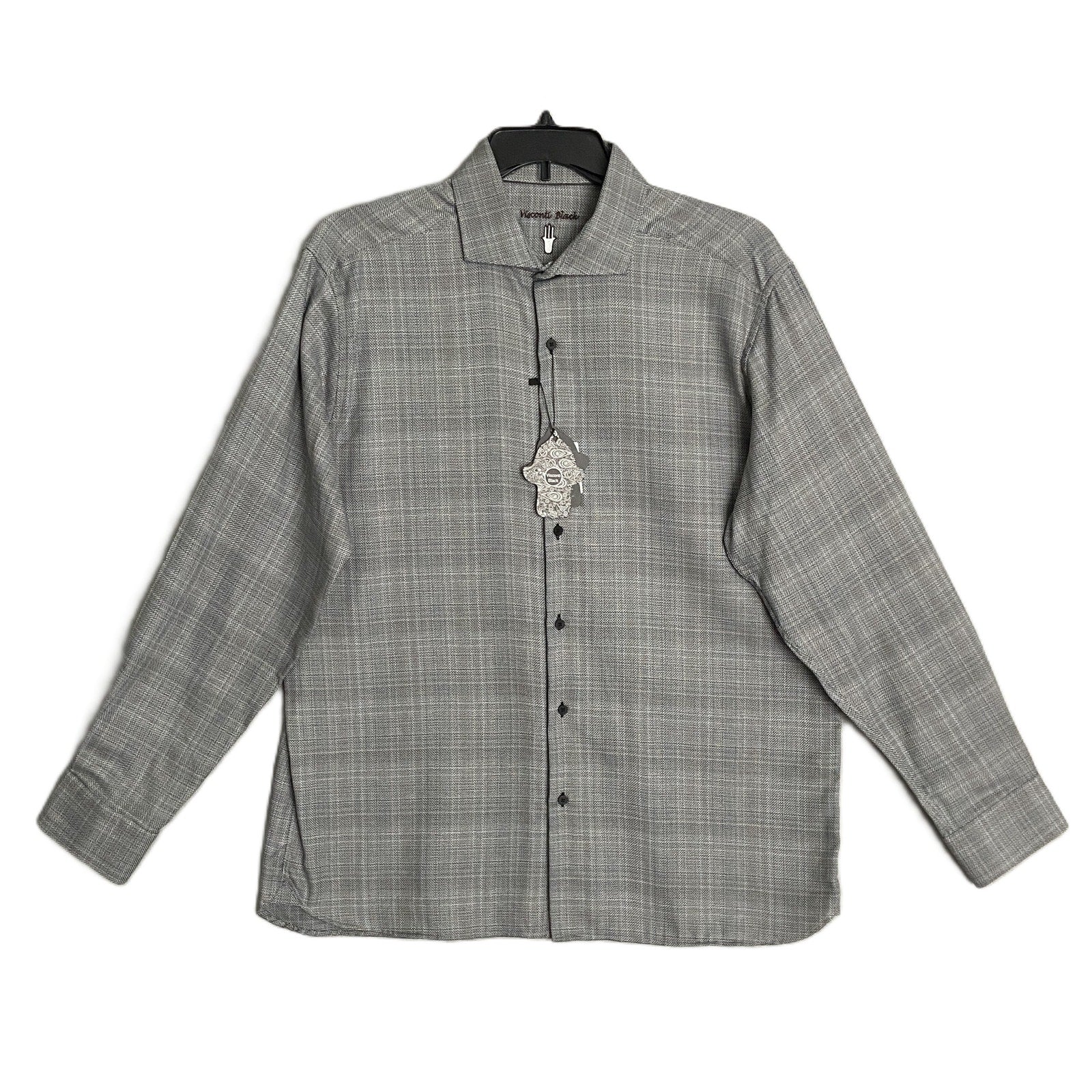 Visconti Black Men's XL Organic Cotton Long Sleeve Button Up Shirt Charcoal