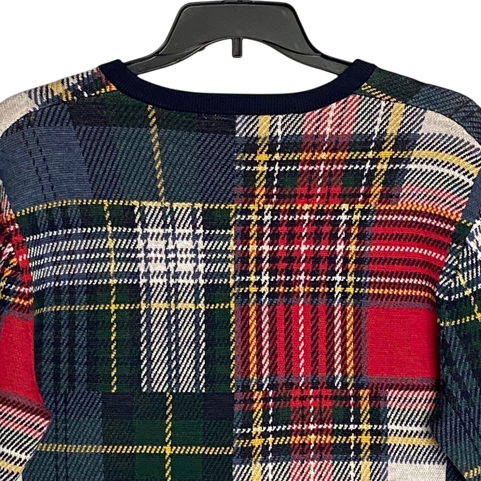 Daniel Cremieux V-Neck Sweater Men's XL Patchwork Plaid Fine Merino Wool NEW