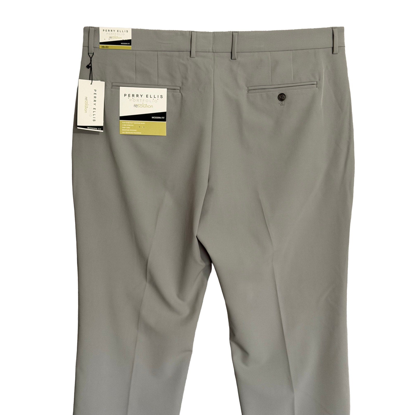 Perry Ellis Portfolio Pants Men's 38x32 Modern Fit Dress Pant Chiseled Stone