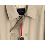 Tommy Hilfiger Men's 40 Short Double-Breasted Belted Trench Coat Beige