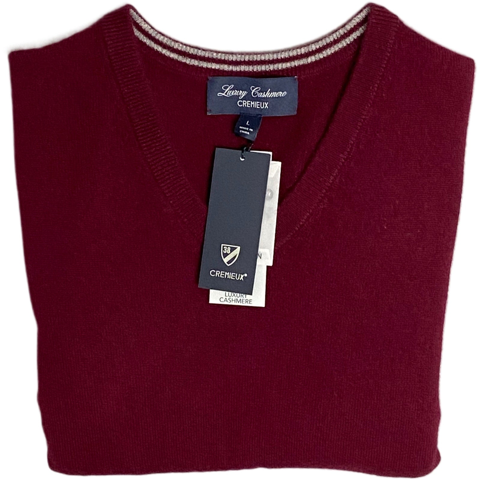 Daniel Cremieux V-Neck Sweater Men's Large Luxury Cashmere Burgundy