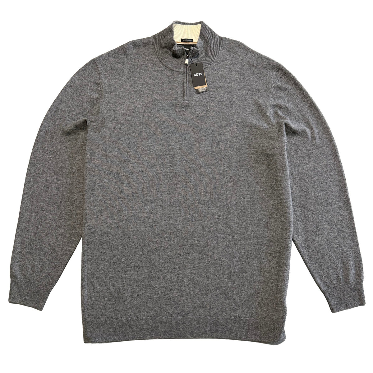 Boss H-Hemario Quarter Zip Sweater Men's 4XT Big & Tall Wool Cashmere Gray